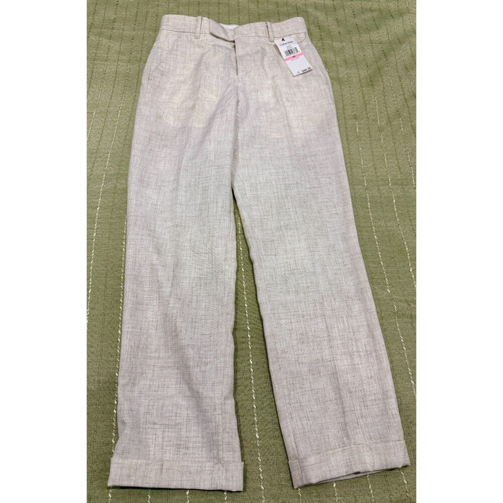 NWT Boy Calvin Klein Flat Front Slim Fit Cream Size 10 Regular